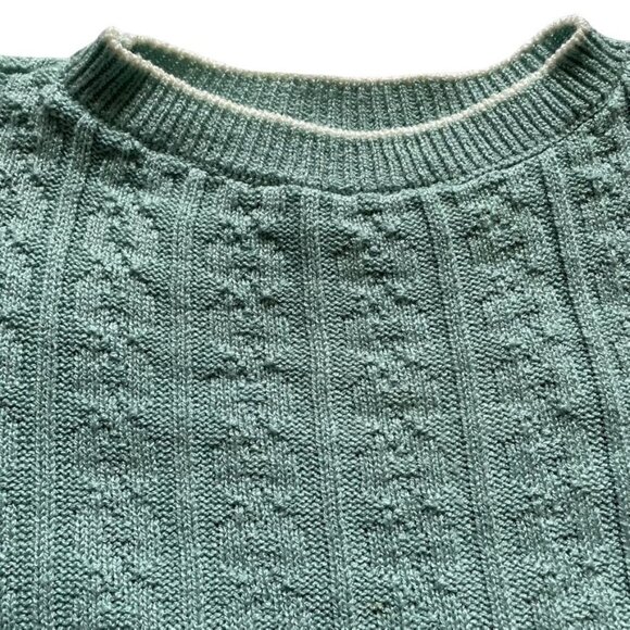 Womens Crewneck Knit Sweater Short Sleeve Alfred Dunner Size Large Vintage u Gre - Picture 3 of 6